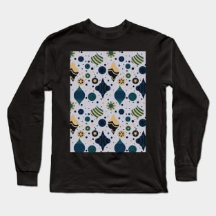 Scattered Ornaments - Art Deco - Minimalist Colorful Holidays Long Sleeve T-Shirt